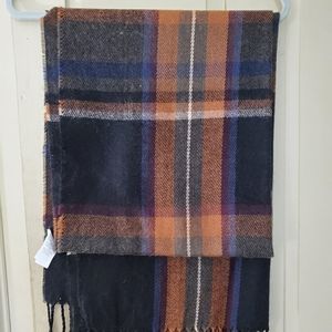 PRIMARK oversized scarf shawl in fall orange plaid